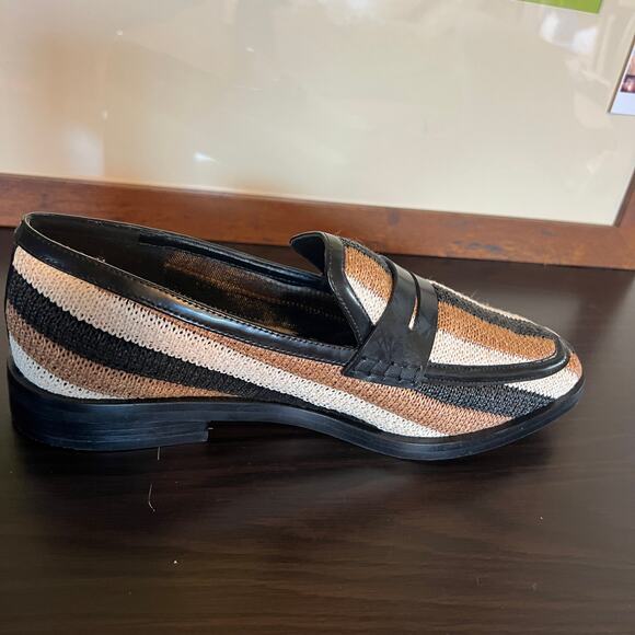 3.1 Phillip Lim Tan Knit Raffia Striped Slip On Alexa Penny Loafers Womens 40 - Picture 5 of 15